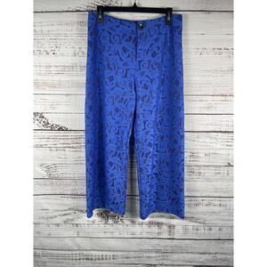 Maeve Anthropologie Pants Womens 28 Blue Lace Floral Wide Leg Cropped Lined